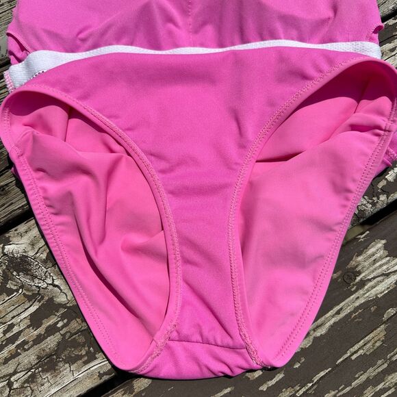 Marilyn Monroe One Piece Swimsuit Womens Medium Pink Braided Pool Beach Barbie - Picture 9 of 13